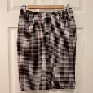 Black & White Houndstooth Pencil Skirt